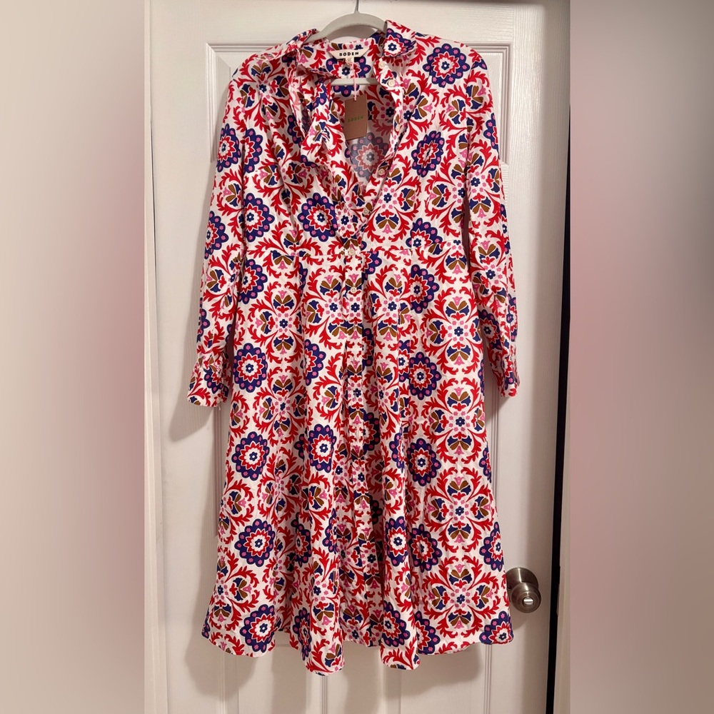 Boden Red Amy Midi Shirt Dress- NWT Sz 8 - Picture 2 of 5